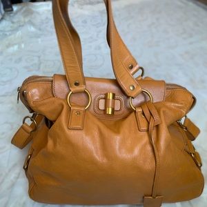 Yves Saint Laurent Leather YSL Medium Rive Gauche Bag w/  Cards + Duster